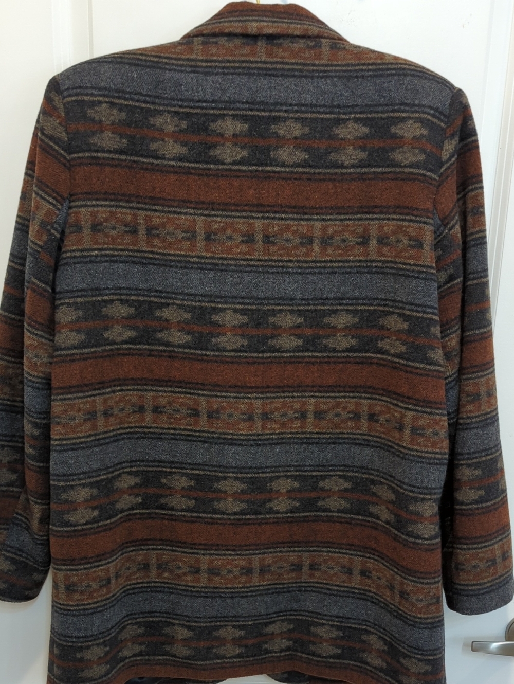 Vintage Braetan Southwestern Wool Blazer Aztec Blanket Coat Brown Gray L - Picture 3 of 10